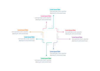 Obraz premium linear square infographic template. Infographic template for industry, education, environment, business and science. Magazine, annual report information template. eight steps information template