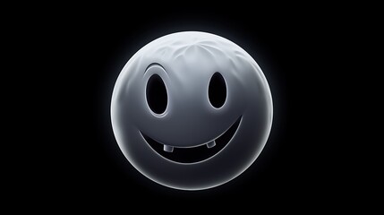 Fototapeta premium 3D rendering of a happy white ghost face with a toothy smile on a black background.