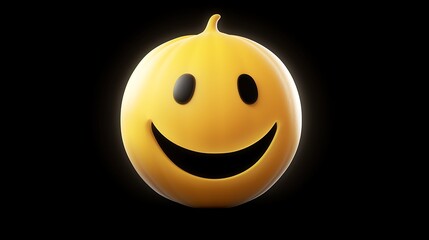 3D rendering of a cute smiling cartoon pumpkin. Isolated on black background.