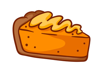 Pumpkin pie illustration. Delicious autumn baked goods.
