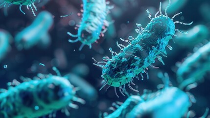 Fototapeta premium microscopic view of probiotics beneficial bacteria for digestive health escherichia coli closeup scientific illustration