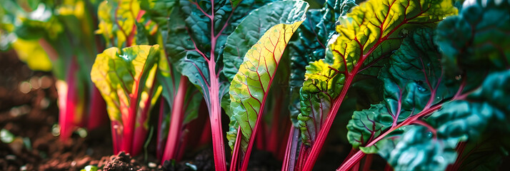 chard in the garden. Creative banner. Copyspace image
