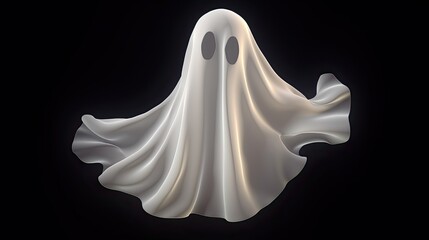 Obraz premium A 3D rendering of a ghost. The ghost is made of a white cloth and has two black eyes.