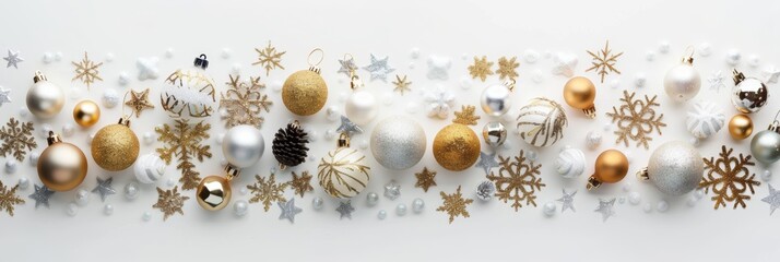 Obraz premium Festive Christmas Decorations on White Background Generative AI