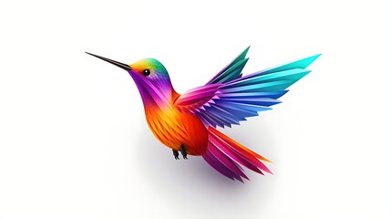 A vibrant hummingbird with bright, colorful feathers. The hummingbird is facing to the left of the viewer.