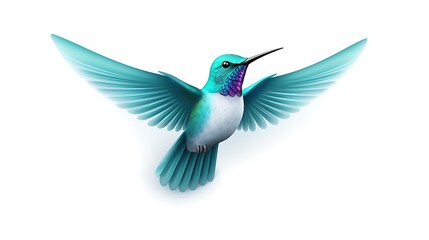 Obraz premium A beautiful hummingbird with vibrant blue and green feathers is hovering in mid-air.