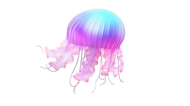 A beautiful jellyfish with a blue and pink gradient. It has long, flowing tentacles that are also a gradient of blue and pink. - Powered by Adobe