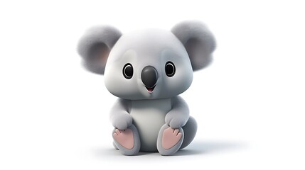 Fototapeta premium A cute and cuddly koala sits on a white background. The koala has big, round eyes and a friendly smile.