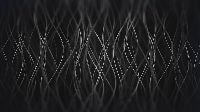 Dark Mystic Background. Strange Metal Wavy Rods in the Dark. Looped video.