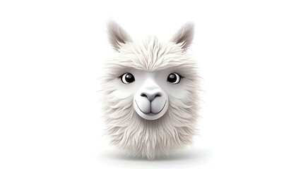 A cute and fluffy llama illustration with a happy expression. The llama is facing the viewer with its head tilted slightly to the right.