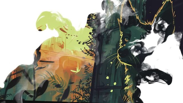 Happy Pet Terrier Dog Cartoon Illustration Drawing Ink Drop Animation Video.