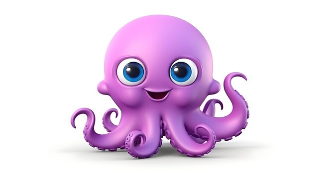 recommend clip art: A cute and friendly purple octopus with big blue eyes and a happy smile.