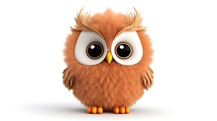 A cute and cuddly owl with big eyes and a fluffy orange body.