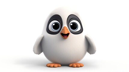 Obraz premium A cute and cuddly baby penguin with big eyes and a fluffy white coat. It is standing on two feet and has a happy expression on its face.