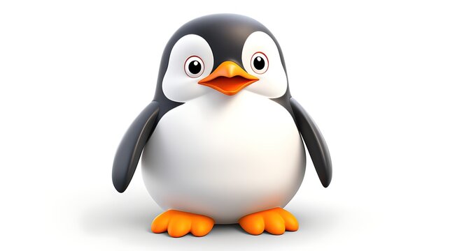 3D illustration of a cute and happy penguin isolated on a white background.