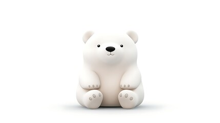3D rendering of a cute and cuddly polar bear sitting down and looking at the camera with a friendly expression.
