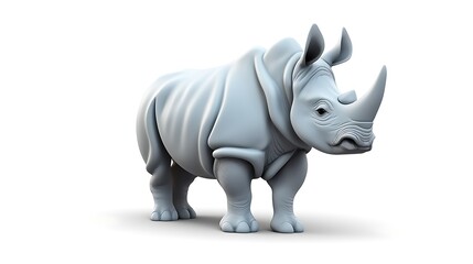 Fototapeta premium A realistic 3D rendering of a rhinoceros. The rhinoceros is standing on a white background and is facing the viewer.