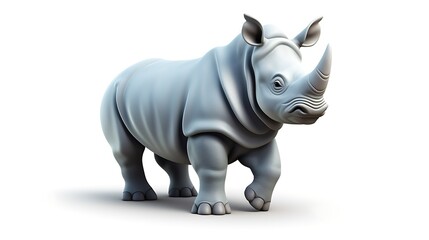 A 3D rendering of a rhinoceros, a large herbivorous mammal with a distinctive horn on its nose.