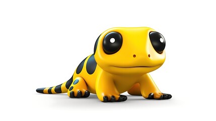 Fototapeta premium 3D rendering of a cute yellow and black spotted salamander. Isolated on a white background.