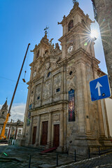 Buildings and architecture of the city center in Braga, Portugal.