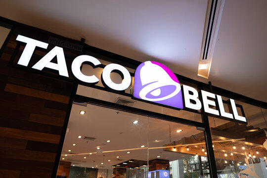 BANGKOK, THAILAND - OCTOBER 27, 2023: entrance to Taco Bell at Mercury Ville shopping mall at Chidlom in Bangkok.
