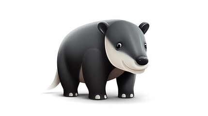 Fototapeta premium A cute cartoon illustration of a baby tapir. The tapir is standing on all fours and looking at the viewer with a friendly expression.