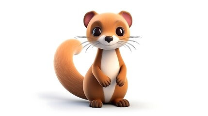 Naklejka premium A cute cartoon illustration of a baby meerkat. The meerkat is standing on its hind legs and looking at the viewer with a friendly expression.