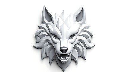 3D illustration of a wolf's head. The wolf is depicted with its mouth open and its teeth bared. Its fur is textured to look like fur.