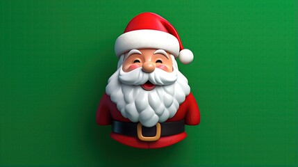 Obraz premium 3D rendering of a cute Santa Claus. He is wearing a red suit with a white trim, a red and white hat, and has a long white beard.