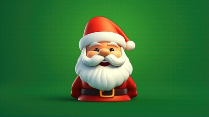 Obraz premium 3D rendering of a cute Santa Claus. He is wearing a red suit with a white trim, a red and white hat, and has a long white beard.