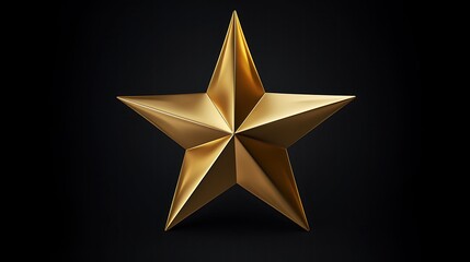 Obraz premium This is a 3D rendering of a gold star on a black background. The star is simple, elegant, and has a reflective surface.