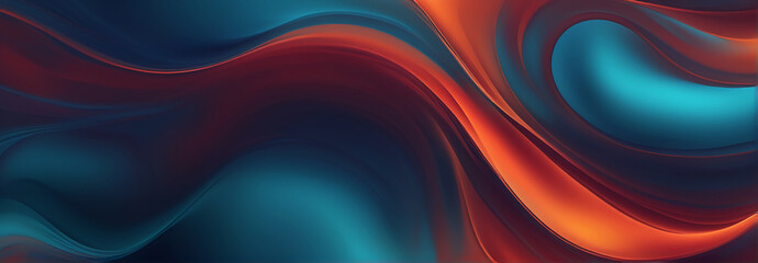 Obraz premium Vibrant orange teal white psychedelic grainy gradient color flow wave on black background, music cover dance party poster design 