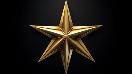 Obraz premium This is a 3D rendering of a gold star on a black background. The star is simple, elegant, and has a metallic finish.