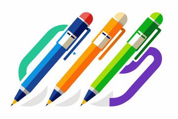 Vector colorfull pens in the row