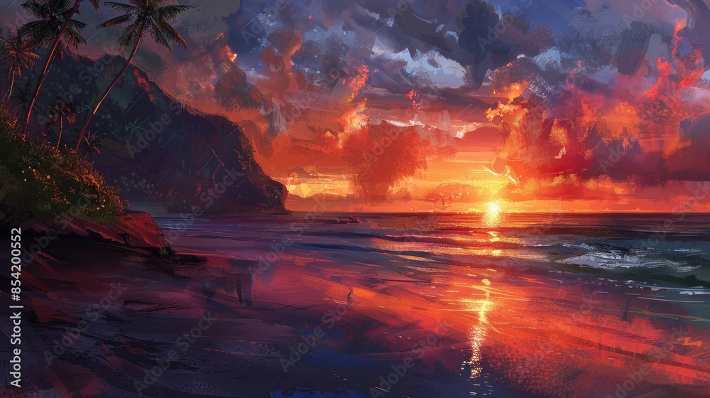 Wall mural beach sunset