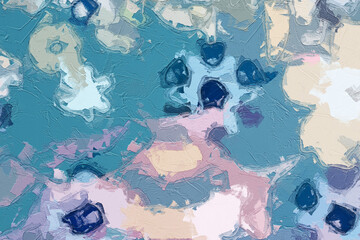 Oil paintings and various flowers, mandarin ducks, ponds, swans, chrysanthemums, geometric abstractions