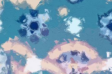 Oil paintings and various flowers, mandarin ducks, ponds, swans, chrysanthemums, geometric abstractions