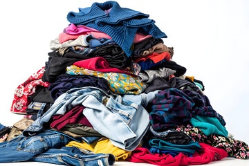 pile of unnecessary things on white background, concept of overconsumption