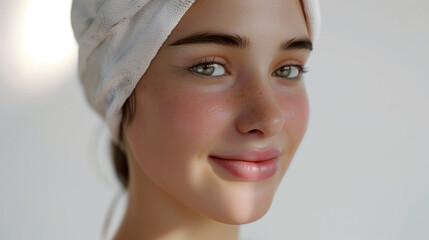 portrait of an italian female person woman smiling front view 4k realistic