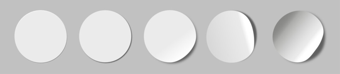 circular plain white tags vector art realistic with shadow