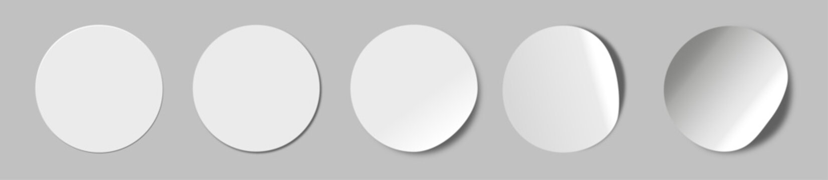 circular plain white tags vector art realistic with shadow