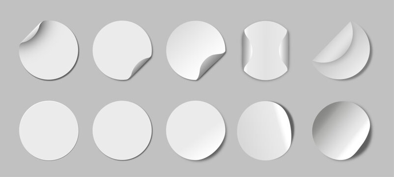 realistic circular plain white tags vector art