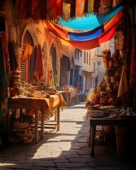 Street in the old city of Essaouira, Morocco.