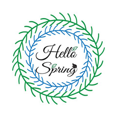 Lettering Happy spring with decorative flower elements
