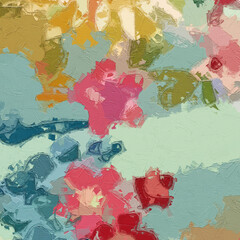 Oil painting and various abstract landscapes of flowers, chrysanthemums, swallows, and beautiful chrysanthemums