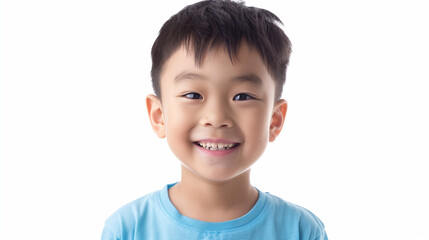 portrait of a male chinese child boy smiling 4k realistic