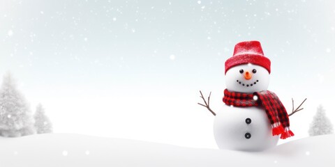 Obraz premium Snowman with Christmas decoration on white background.