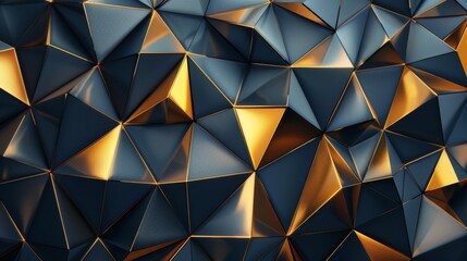 Stock artificial intelligence composition with abstract geometric shapes, dark blue background