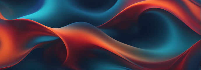 Obraz premium Vibrant orange teal white psychedelic grainy gradient color flow wave on black background, music cover dance party poster design 