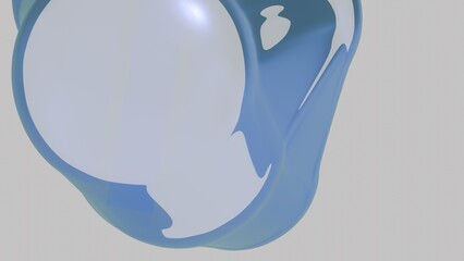 The image represents three 3D-styled blue balls floating in the sky on a background of azure colour. The spheres have a spherical shape and a glossy surface, from which glints of light emanate. The 